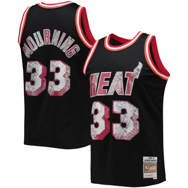 Accattivante Alonzo Mourning Miami Heat 1996/97 Hardwood Classics NBA 75th Anniversary Diamond Swingman Jersey Black
