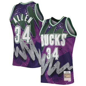 Accattivante Classico Eccezionale Ray Allen Milwaukee Bucks Hardwood Classics 2000/01 Hyper Hoops Swingman Jersey Purple