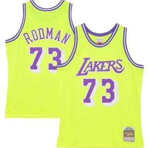 Accattivante Dennis Rodman Los Angeles Lakers Hardwood Classics 1998/99 Tropical Swingman Jersey Neon Yellow