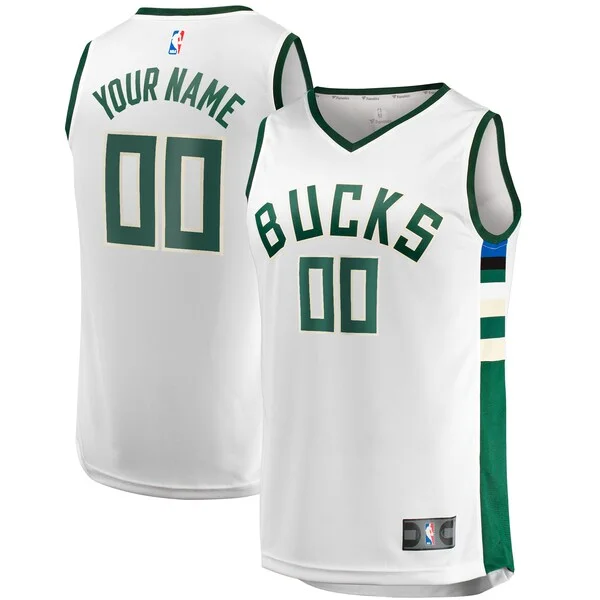 Accattivante Gorgeous Milwaukee Bucks Youth Fast Break Replica Custom Jersey Association Edition White