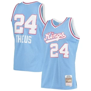 Accattivante Gorgeous Reggie Theus Sacramento Kings 1985/86 Hardwood Classics Swingman Jersey Light Blue