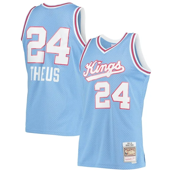 Accattivante Gorgeous Reggie Theus Sacramento Kings 1985/86 Hardwood Classics Swingman Jersey Light Blue