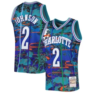 Accattivante Moderno Larry Johnson Charlotte Hornets 1992/93 Hardwood Classics Lunar New Year Swingman Jersey Teal