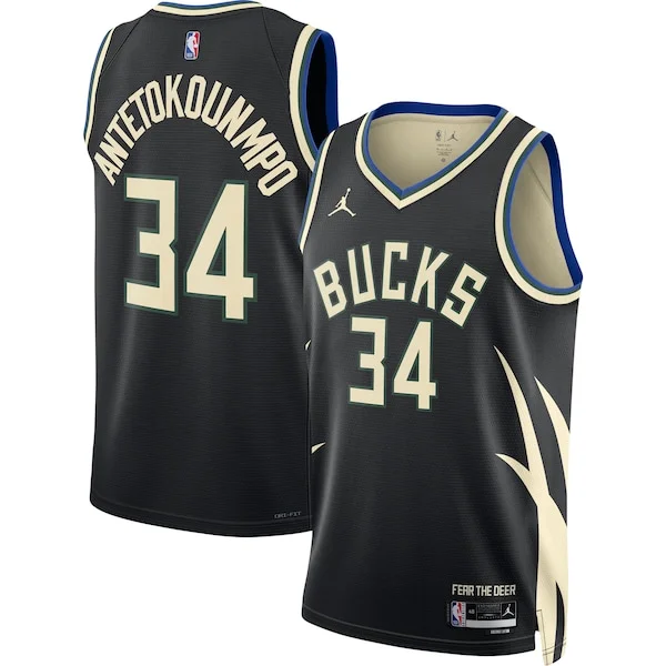 Accattivante Resistente Giannis Antetokounmpo Milwaukee Bucks Jordan Brand Unisex Swingman Jersey Statement Edition Black