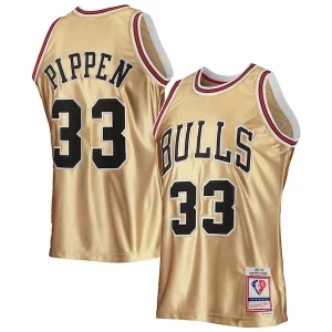 Accattivante Scottie Pippen Chicago Bulls 75th Anniversary 1997/98 Hardwood Classics Swingman Jersey Gold