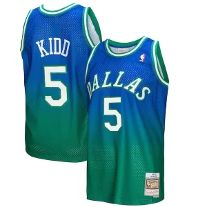 Accattivante Trendy Jason Kidd Dallas Mavericks 1994/95 Hardwood Classics Fadeaway Swingman Player Jersey Green/Navy