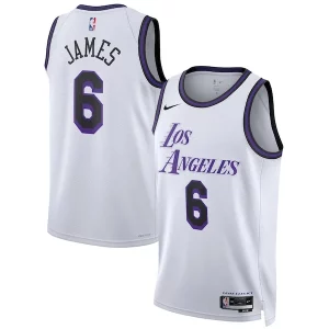 Accattivante Trendy LeBron James Los Angeles Lakers Nike Unisex 2022/23 Swingman Jersey City Edition White