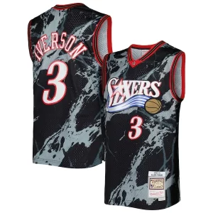 Accattivante Trendy Moderno Allen Iverson Philadelphia 76ers 2000/01 Hardwood Classics Marble Swingman Jersey Black