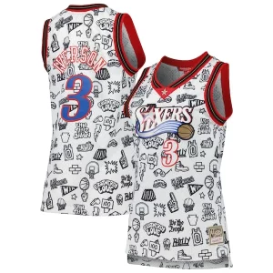Attraente Allen Iverson Philadelphia 76ers Women's 2000 Doodle Swingman Jersey White