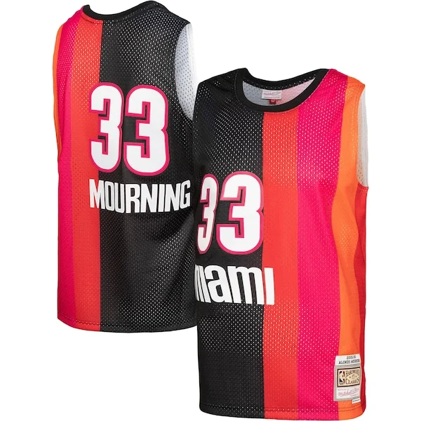 Attraente Alonzo Mourning Miami Heat Hardwood Classics 2005/06 Split Swingman Jersey Black/Red