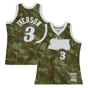 Attraente Cool Allen Iverson Philadelphia 76ers Hardwood Classics 1997/98 Ghost Green Swingman Jersey Camo