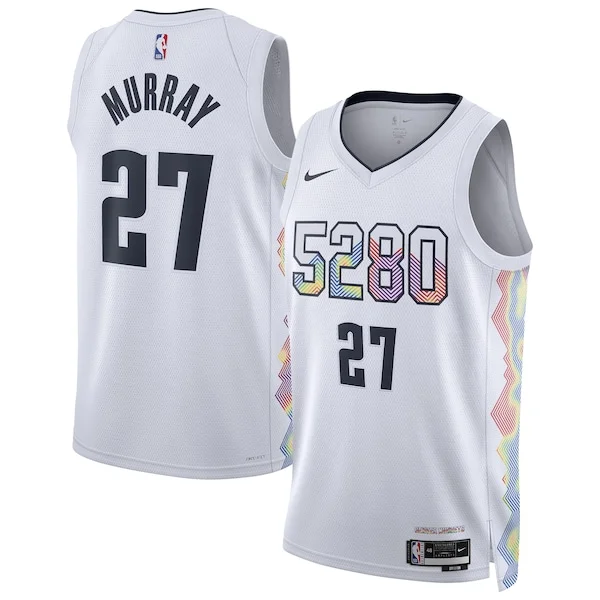 Attraente Elegante Jamal Murray Denver Nuggets Nike Unisex 2024/25 Swingman Player Jersey City Edition White