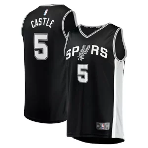Pratico Splendido Moderno Stephon Castle San Antonio Spurs 2024 NBA Draft Fast Break Player Jersey Icon Edition Black
