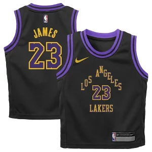 Attraente Incantevole Sofisticato LeBron James Los Angeles Lakers Nike Preschool 2023/24 Swingman Replica Jersey City Edition Black