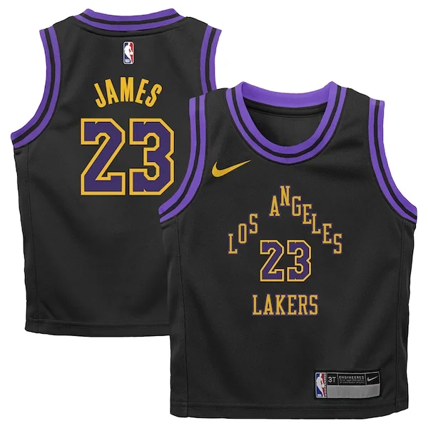 Attraente Incantevole Sofisticato LeBron James Los Angeles Lakers Nike Preschool 2023/24 Swingman Replica Jersey City Edition Black