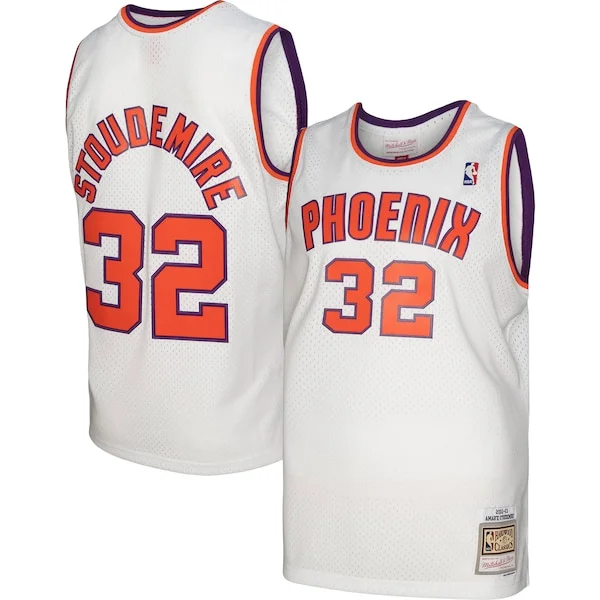 Attraente Lussuoso Trendy Amar'e Stoudemire Phoenix Suns 2001/02 Hardwood Classics Swingman Jersey White/Purple