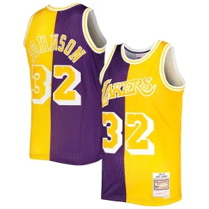 Attraente Magic Johnson Los Angeles Lakers Hardwood Classics 1984/85 Split Swingman Jersey Purple/Gold
