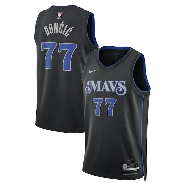 Attraente Magnifico Luka Dončić Dallas Mavericks Nike Unisex 2023/24 Swingman Jersey Black City Edition