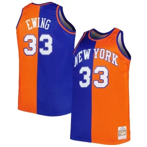 Attraente Patrick Ewing New York Knicks Big & Tall Hardwood Classics 1991/92 Split Swingman Jersey Blue/Orange