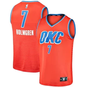 Attraente Prestigioso Chet Holmgren Oklahoma City Thunder Fast Break Replica Player Jersey Statement Edition Orange