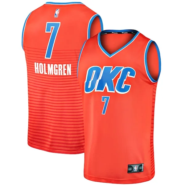 Attraente Prestigioso Chet Holmgren Oklahoma City Thunder Fast Break Replica Player Jersey Statement Edition Orange