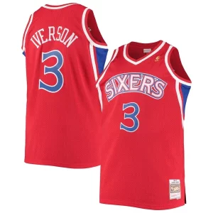 Bellissimo Allen Iverson Philadelphia 76ers 1996/97 Big & Tall Hardwood Classics Swingman Jersey Red/Black/Royal/White