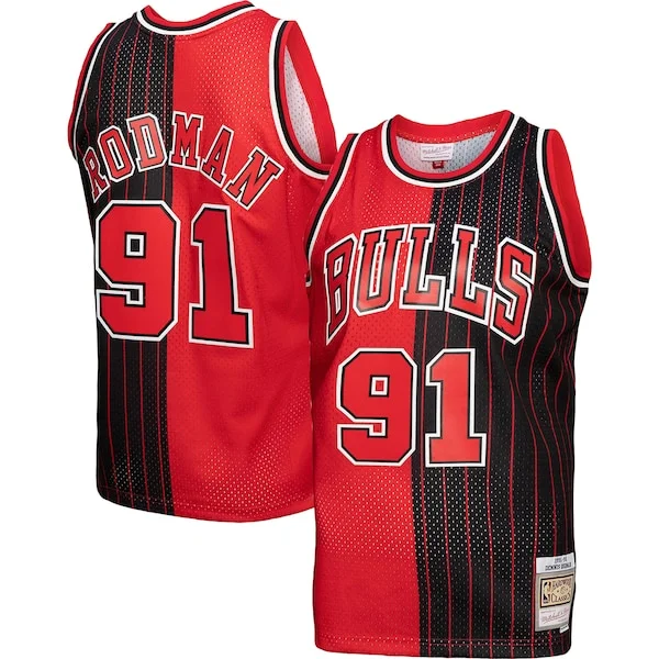 Bellissimo Duraturo Versatile Dennis Rodman Chicago Bulls Big & Tall Hardwood Classics 1995/96 Split Swingman Jersey Red/Black