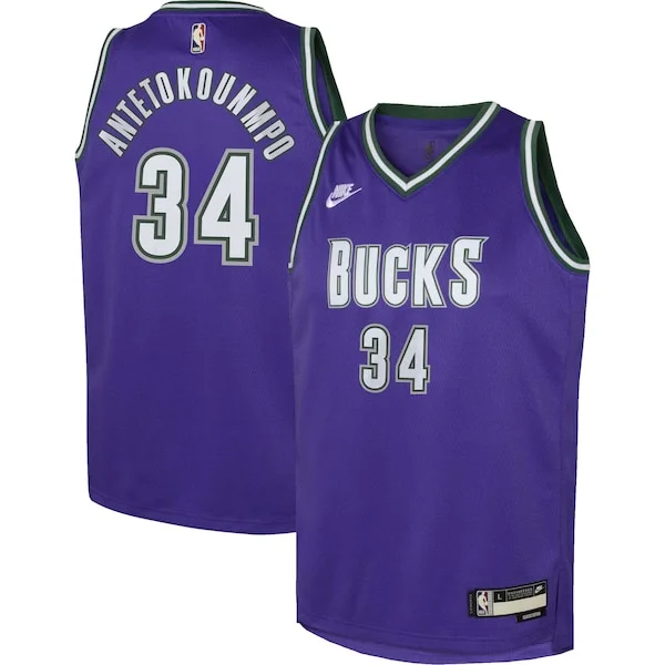 Bellissimo Giannis Antetokounmpo Milwaukee Bucks Nike Youth 2022/23 Swingman Jersey Purple Classic Edition