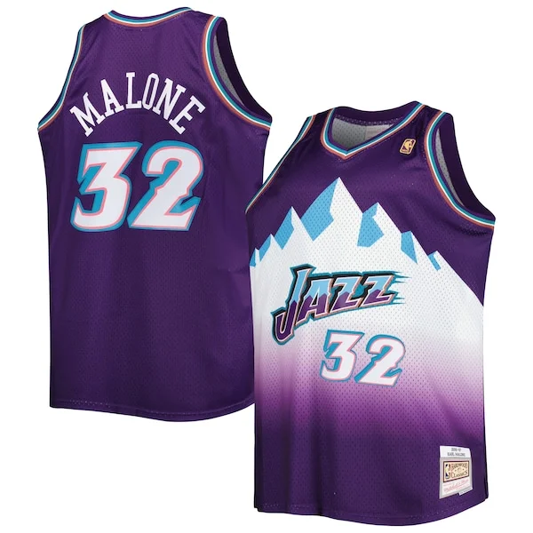Bellissimo Karl Malone Utah Jazz Big & Tall Hardwood Classics 1996/97 Swingman Jersey Purple/White
