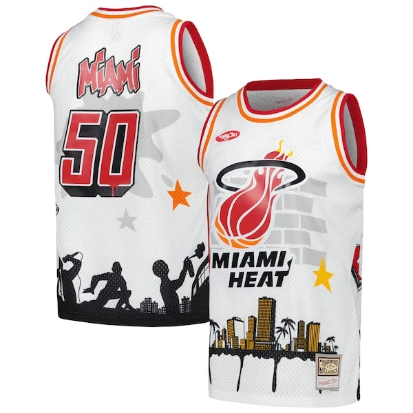 Bellissimo Splendido Miami Heat x Tats Cru Hardwood Classics Fashion Jersey White