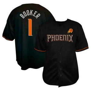Bellissimo Stupendo Sofisticato Devin Booker Phoenix Suns Profile Big & Tall Name & Number Button Up Jersey Black