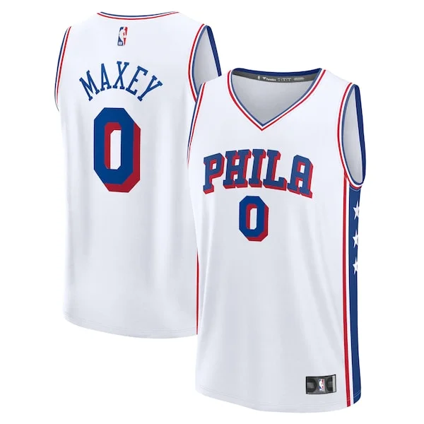 Bellissimo Tyrese Maxey Philadelphia 76ers Youth Fast Break Replica Player Jersey Association Edition White