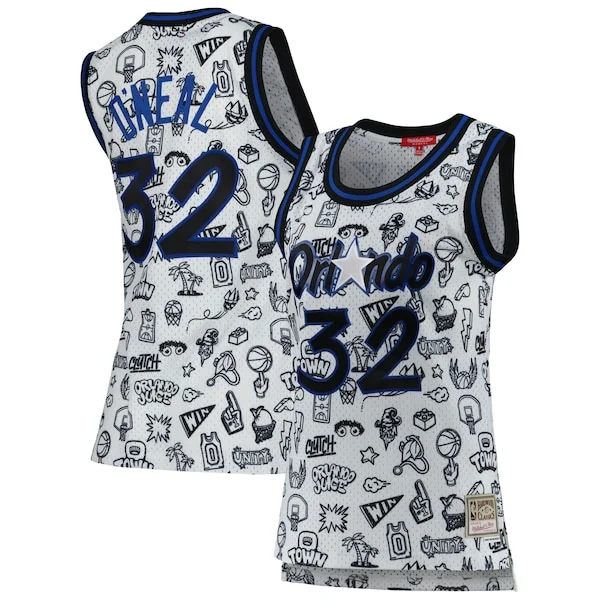 Carino Accattivante Gorgeous Shaquille O'Neal Orlando Magic Women's 1994 Doodle Swingman Jersey White