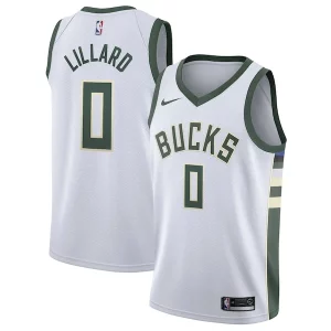 Carino Damian Lillard Milwaukee Bucks Nike Unisex Swingman Player Jersey Association Edition White