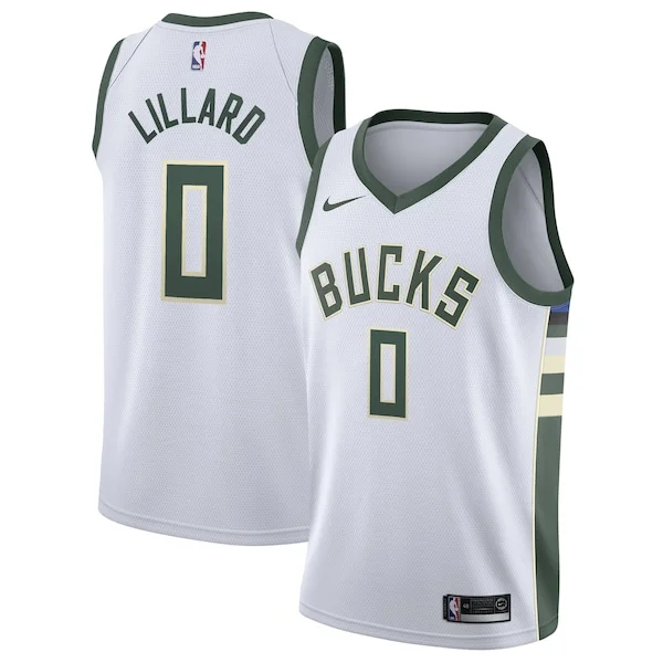 Carino Damian Lillard Milwaukee Bucks Nike Unisex Swingman Player Jersey Association Edition White