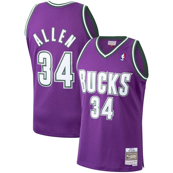 Carino Pratico Incantevole Ray Allen Milwaukee Bucks 2000/01 Hardwood Classics Swingman Jersey Purple
