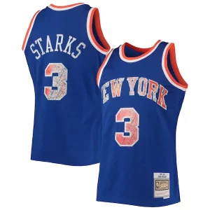 Carino Pratico Resistente John Starks New York Knicks 1991/92 Hardwood Classics NBA 75th Anniversary Diamond Swingman Jersey Blue