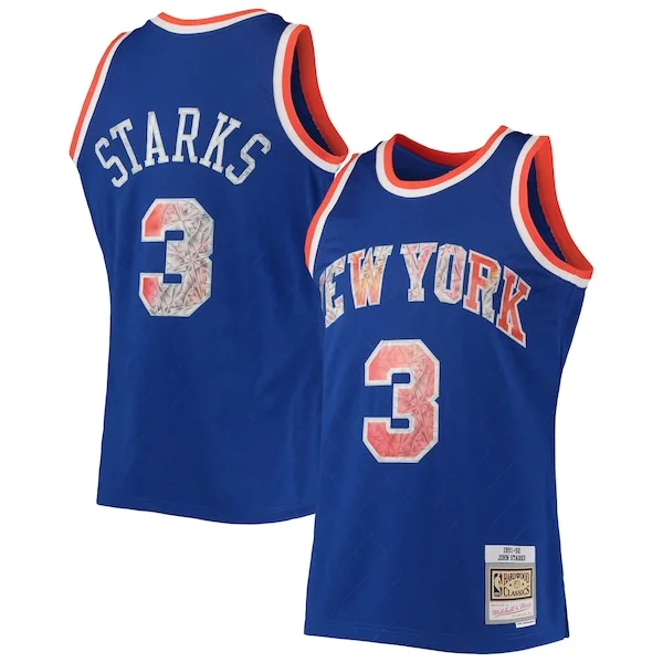 Carino Pratico Resistente John Starks New York Knicks 1991/92 Hardwood Classics NBA 75th Anniversary Diamond Swingman Jersey Blue