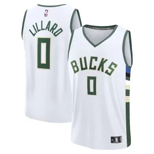Carino Raffinato Duraturo Damian Lillard Milwaukee Bucks Fast Break Replica Player Jersey Association Edition White