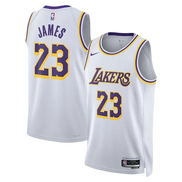 Carino Versatile LeBron James Los Angeles Lakers Nike Unisex Swingman Jersey Association Edition White/Gold
