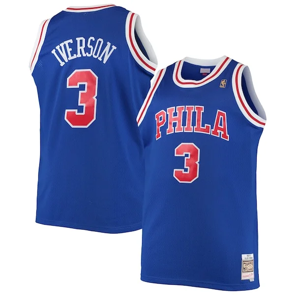 Classico Attraente Stupendo Allen Iverson Philadelphia 76ers 1996/97 Big & Tall Hardwood Classics Swingman Jersey Royal/Black/Red/White