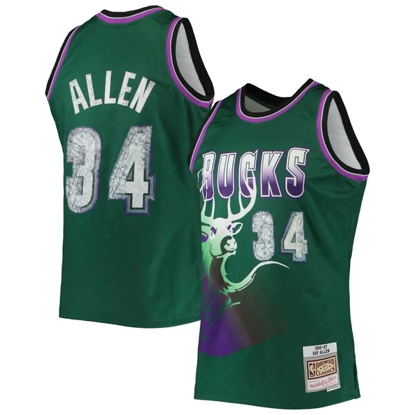 Classico Ray Allen Milwaukee Bucks 1996/97 Hardwood Classics NBA 75th Anniversary Diamond Swingman Jersey Green