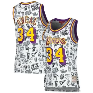 Classico Versatile Stupendo Shaquille O'Neal Los Angeles Lakers Women's 1996 Doodle Swingman Jersey White