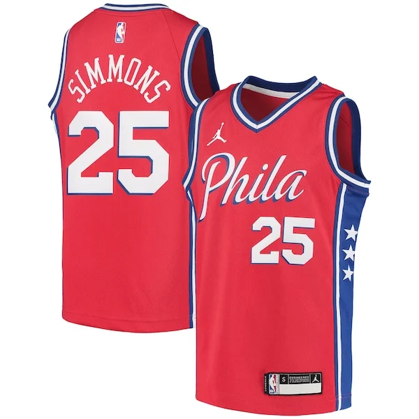 Comodo Bellissimo Ben Simmons Philadelphia 76ers Jordan Brand Youth 2020/21 Swingman Player Jersey Statement Edition Red