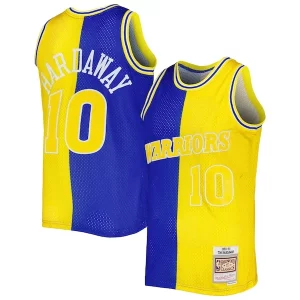 Comodo Bellissimo Tim Hardaway Golden State Warriors Hardwood Classics 1990/91 Split Swingman Jersey Royal/Gold