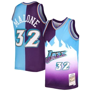 Comodo Classico Karl Malone Utah Jazz Hardwood Classics 1996/97 Split Swingman Jersey Purple/Turquoise