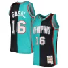 Comodo Cool Pau Gasol Memphis Grizzlies Hardwood Classics 2001/02 Split Swingman Jersey Black/Turquoise