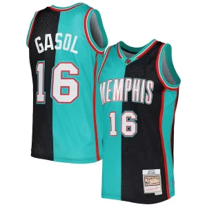 Comodo Cool Pau Gasol Memphis Grizzlies Hardwood Classics 2001/02 Split Swingman Jersey Black/Turquoise