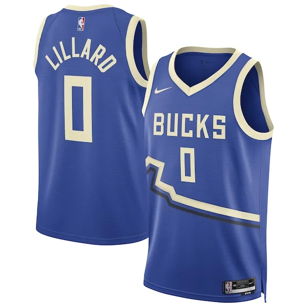 Comodo Moderno Damian Lillard Milwaukee Bucks Nike Unisex 2024/25 Swingman Player Jersey City Edition Royal