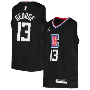 Comodo Paul George LA Clippers Jordan Brand Youth 2020/21 Swingman Player Jersey Black Statement Edition